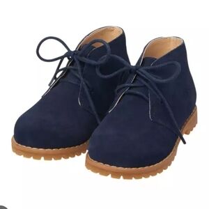 Janie and Jack Navy Suede Lace-Up Kids Ankle Boots